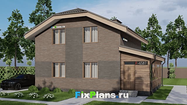 Одноэтажный дом с мансардой  F-6587