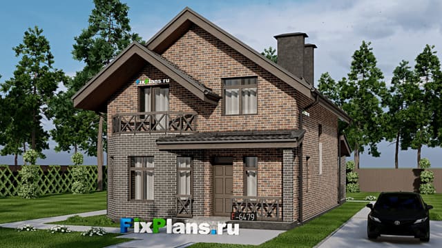 Одноэтажный дом с мансардой  F-6479