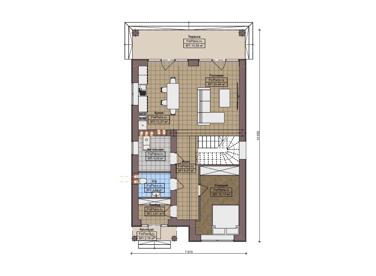 Планировка Двухэтажный дом F-11501