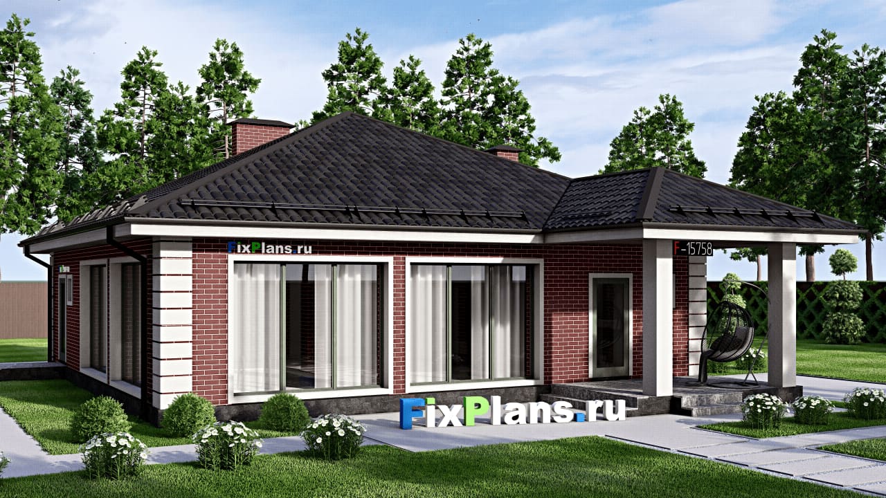 Одноэтажный дом F-15758 — фасад