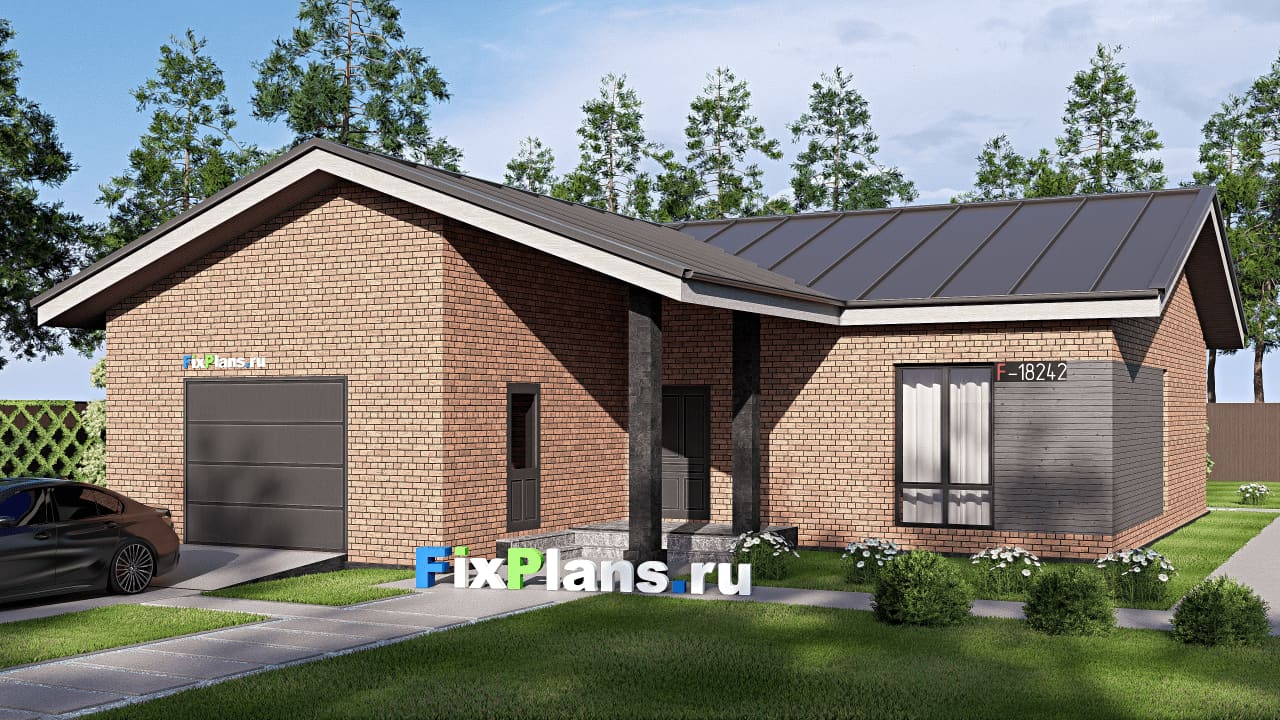 Одноэтажный дом F-18242 — фасад