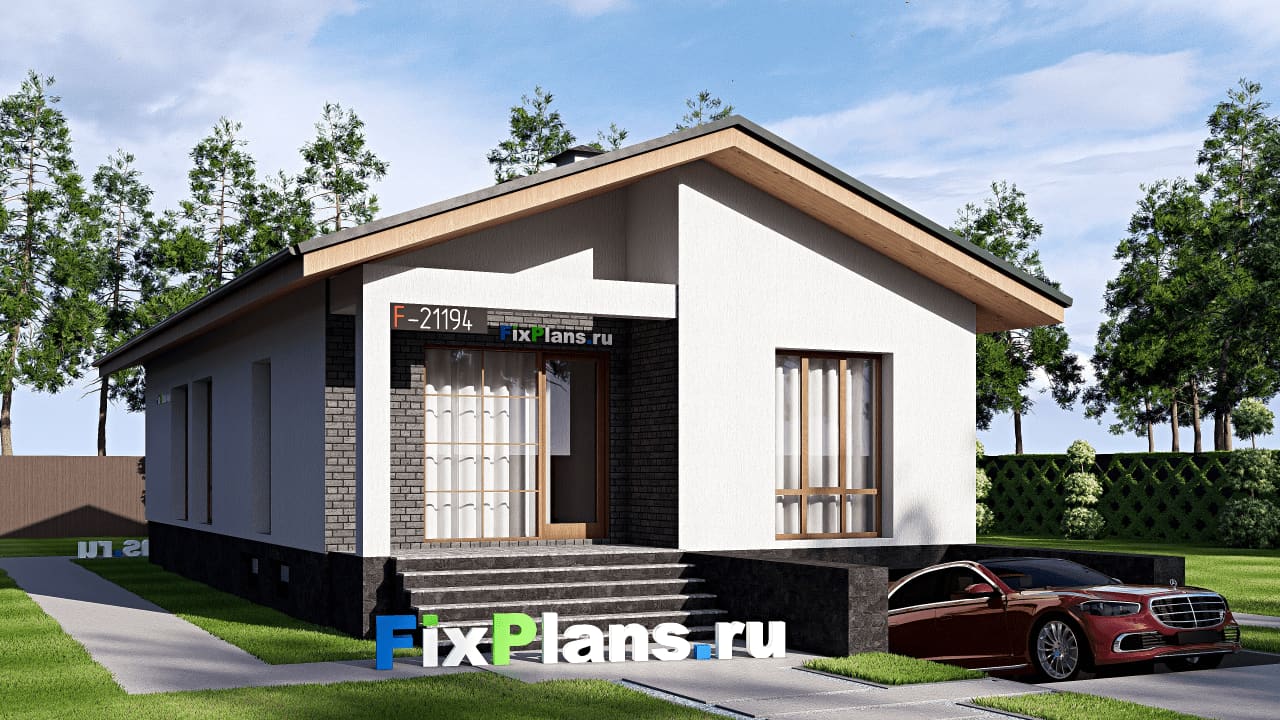 Одноэтажный дом F-21194 — фасад