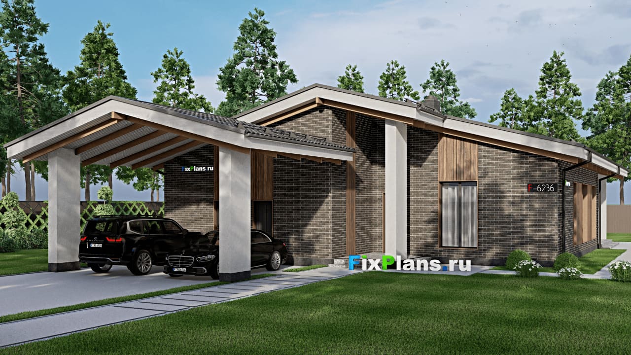 Одноэтажный дом F-6236 — фасад