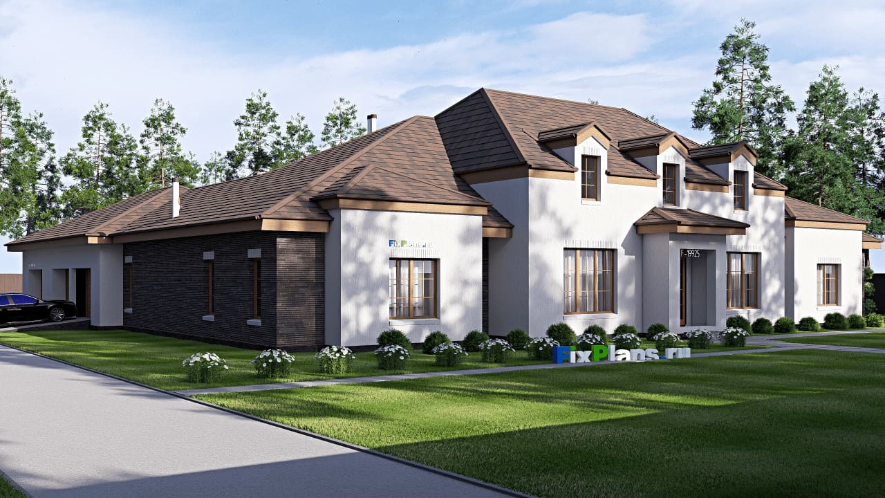 Одноэтажный дом F-19925 — фасад